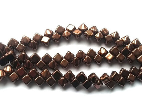 5mm Mini Silky Jet Dark Bronze, 2 hole 5mm Czech Glass, 40 beads, 205-23980-14415