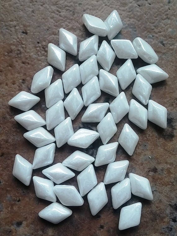 GemDuo Chalk Luster, 2 hole 8x5mm, 50 Beads