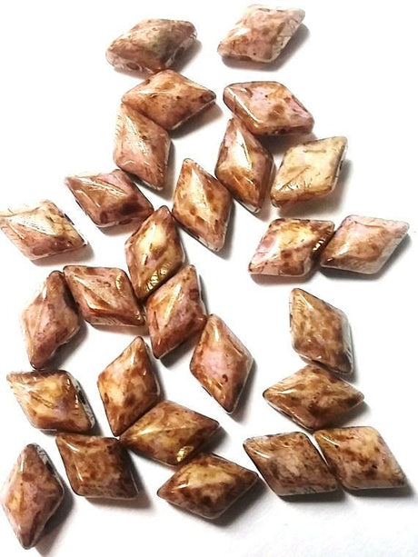 GemDuo Chalk Senegal Brown, 2-Hole Czech beads 8x5mm, 15695-50 Beads