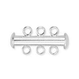 Slide Clasp 3 Strand Nickel-Free Silver Plated B112, Qty 2