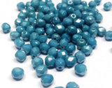 4mm Fire Polish Baby Blue Luster, Czech glass faceted round bead, 14464-50 beads