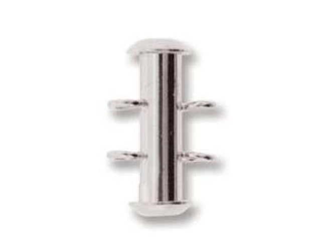 Slide Clasp 2 Strand VERTICAL LOOP, Nickel-Free Silver Plated CLSP418SP, Qty 1
