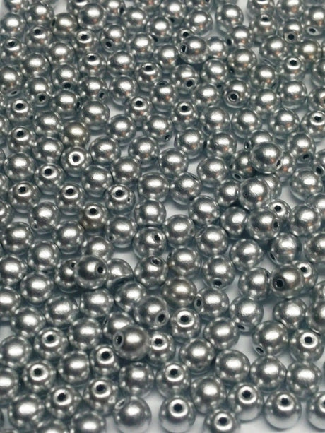 4mm Round Aluminum Silver Czech Glass Beads, 01700 50 beads
