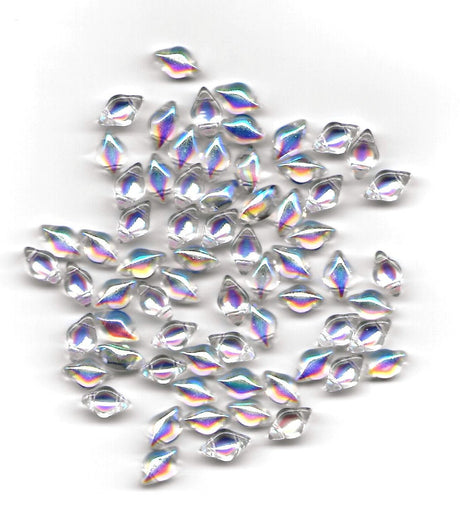 GemDuo Crystal AB, 2-Hole Czech beads 8x5mm, 28701-50 beads