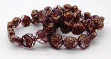 12mm Purple and White Stripe in Crystal Transparent with Bronze Finish, Hibiscus Flower, Czech Glass 12 beads