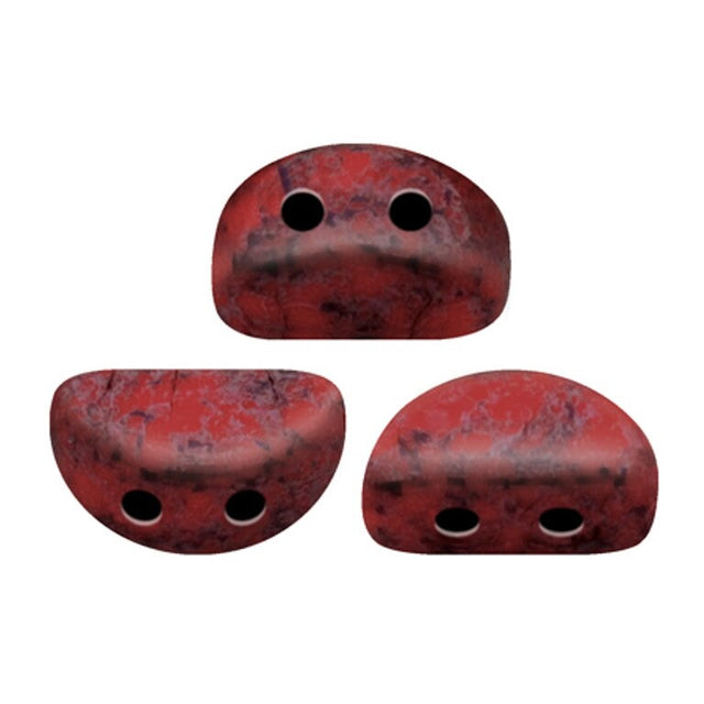 Kos® Par Puca® Opaque Light Coral Marble, 2 Hole Czech Glass 6x3mm, 93400-15464-10 grams