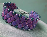 Ginko Bead Purple Vega, 2 hole Czech Glass beads, 03000-15726-35 Beads