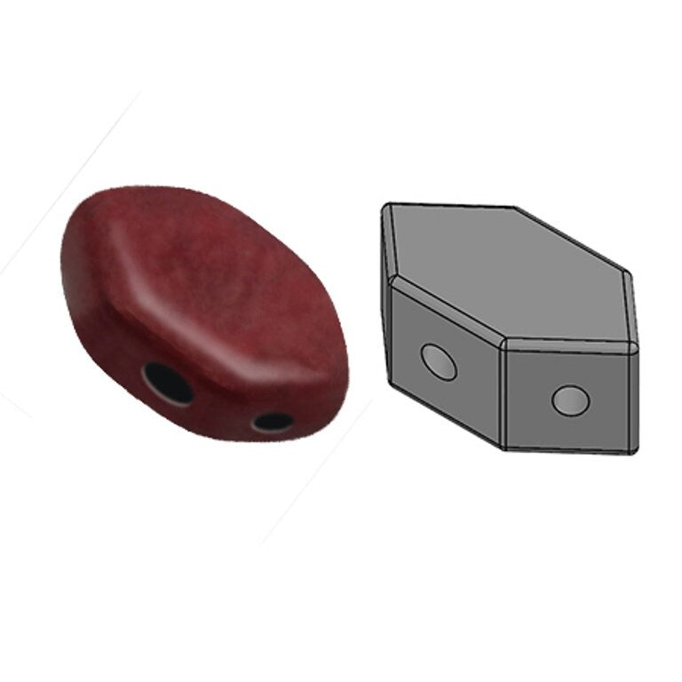 Paros® Par Puca® Op Lt Coral Burgundy,7 x 4mm, 60 beads,