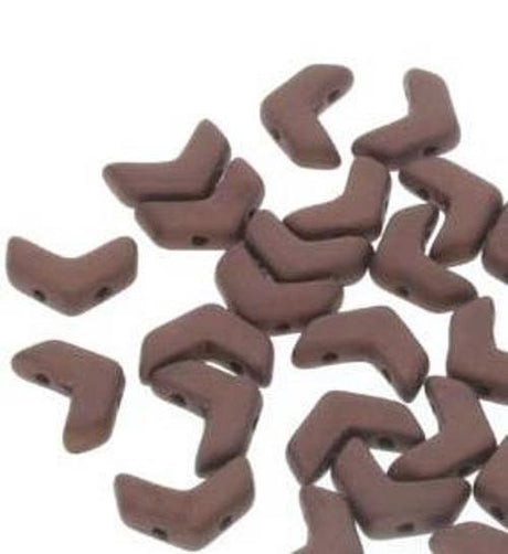 Chevron Duo Jet Matte Bronze 2-Hole Beads Czech Glass 10x4 23980-84415, 30 beads