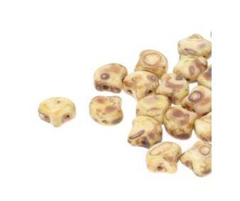 Ginko Bead Chalk Dark Travertine, 2-Hole Czech Glass 7.5x7.5mm, 03000-86805-35 Beads