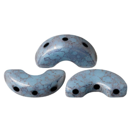 Last three...Arcos Par Puca Opaque Blue Turquoise Bronze, 3-Hole 5x10MM Czech Glass, 63030-15496-30 Beads