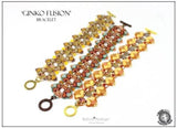 Ginko Bead Bronze Fire Red, 2 hole Czech Glass beads, 00030-01750, Qty 34 Beads