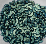 Arcos par Puca Metallic Matte Turquoise Green, 3-Hole 5X10MM Czech Glass, 23980-94104-30 Beads