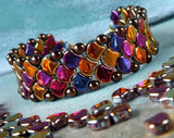 Ginko Bead Jet Red Iris, 2 hole Czech Glass beads, 23980-21495 Qty 35 beads