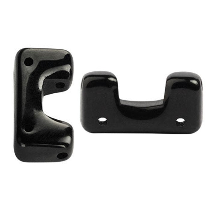 Telos® par Puca® Jet, 4 Hole 12mm x 4mm Czech Glass, 23980, Qty 16 beads