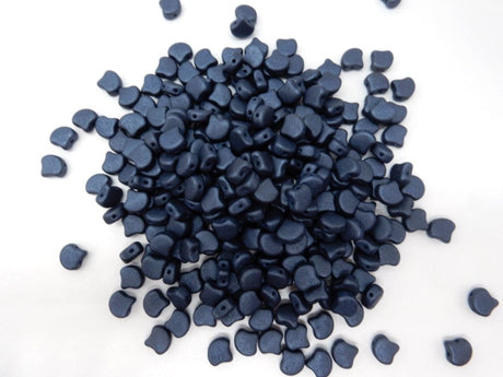 Ginko Beads Metallic Suede Dark Blue, 2 hole Czech Glass beads, 23980-79032 Qty 47 Beads