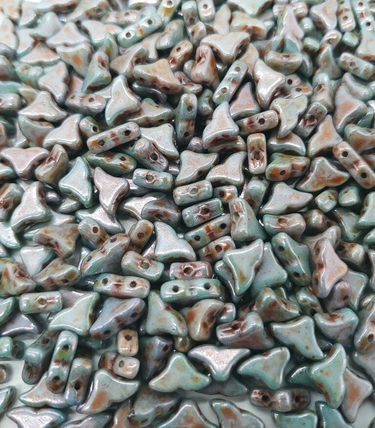 Helios par Puca® Opaque Mix Blue Green, 2-Hole Czech Glass 6x10mm, 03000-65431-30 Beads