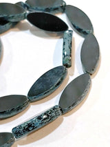 Spindle Beads Black with Picasso Finish, 7 x 18mm, Czech Glass Beads, 1046-18, 10 Beads