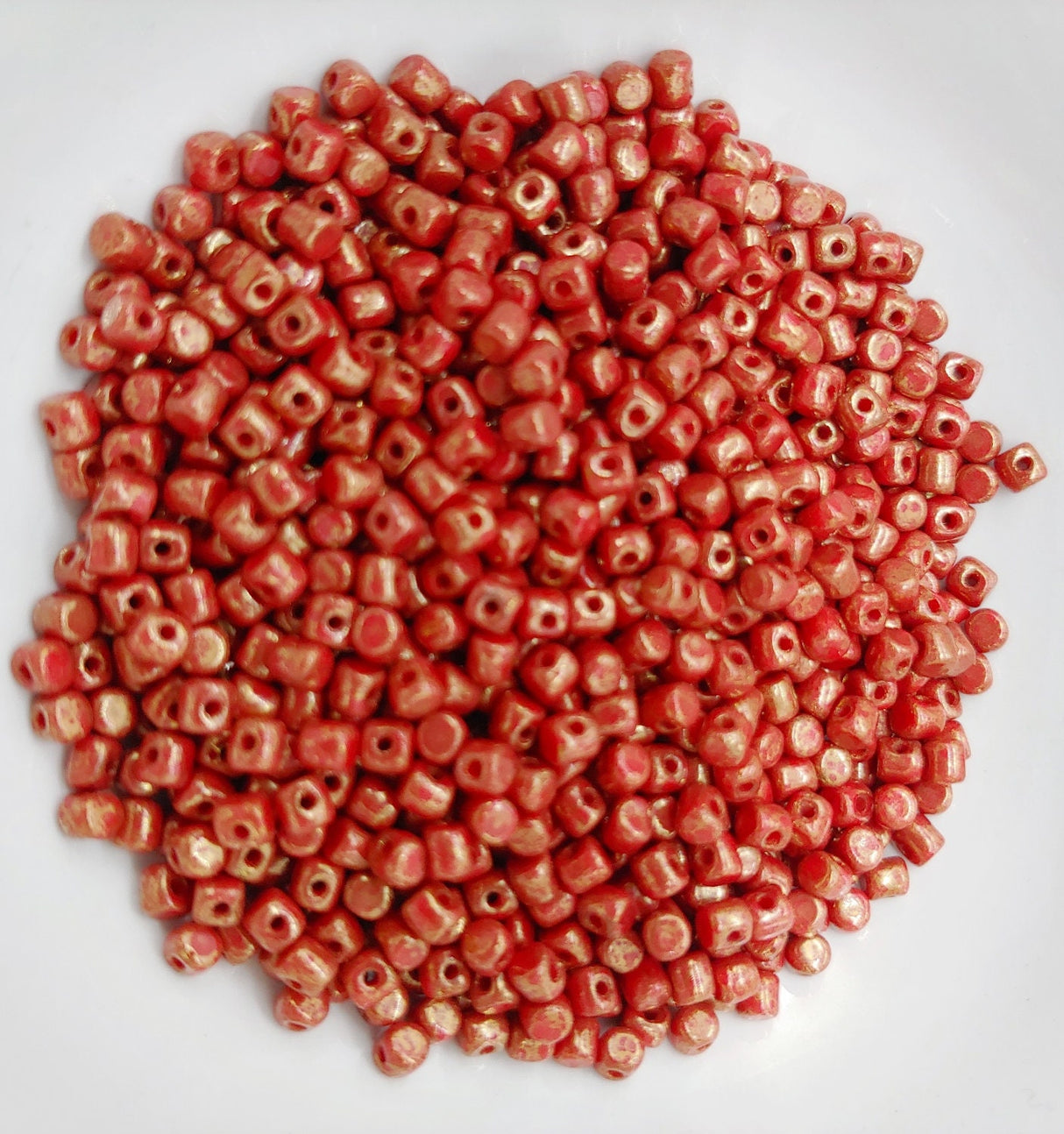 Minos Par Puca Opaque Coral Red Bronze, 2.5X3MM Czech glass 93200-15496