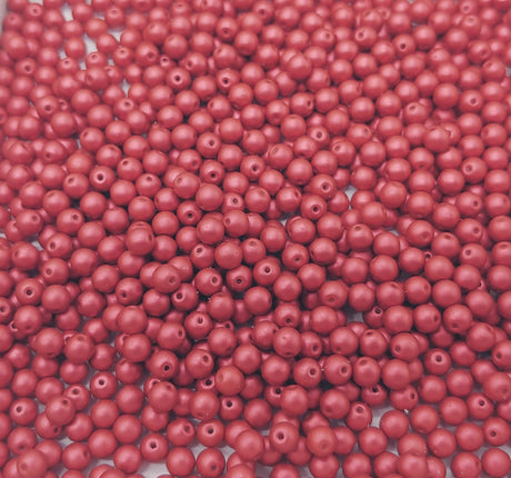 4mm Round Lava Red Czech Glass Beads, 01890 - 50 beads