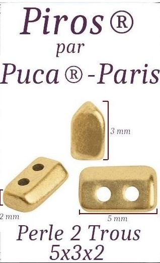 Piros Par Puca-Paris-Metallic Matte Dark Blue, 2-Hole Bead 2X5X3mm Czech Glass, 5 grams