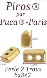 Piros Par Puca-Paris-Metallic Matte Dark Blue, 2-Hole Bead 2X5X3mm Czech Glass, 5 grams
