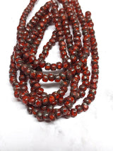 3x4mm Trica Bead Ladybug with Picasso Finish - 3 Cut Czech Glass Beads, 50 beads