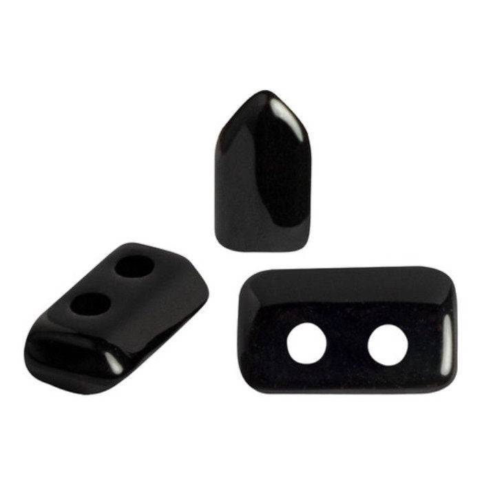 Piros Par Puca-Paris Jet, 2 Hole 2x5x3mm Czech Glass, 5 grams