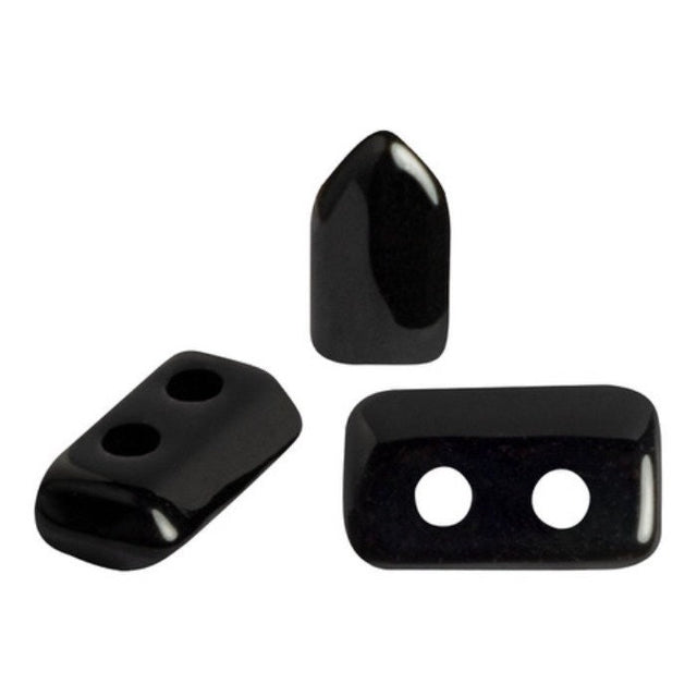 Piros Par Puca-Paris Jet, 2 Hole 2x5x3mm Czech Glass, 5 grams