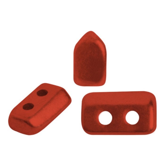 Piros Par Puca-Paris Red Metallic Matte, 2-Hole 2x5x3mm Czech Glass, 5 grams