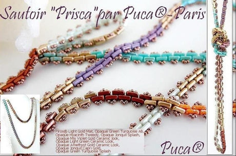 Piros Par Puca-Paris Yellow Gold Metallic Iris, 2-Hole 2x5x3mm Czech Glass, 5 grams