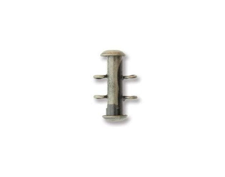 Slide Clasp 2 Strand VERTICAL LOOP, Antique Silver Plated CLSP418ASP, Qty 1
