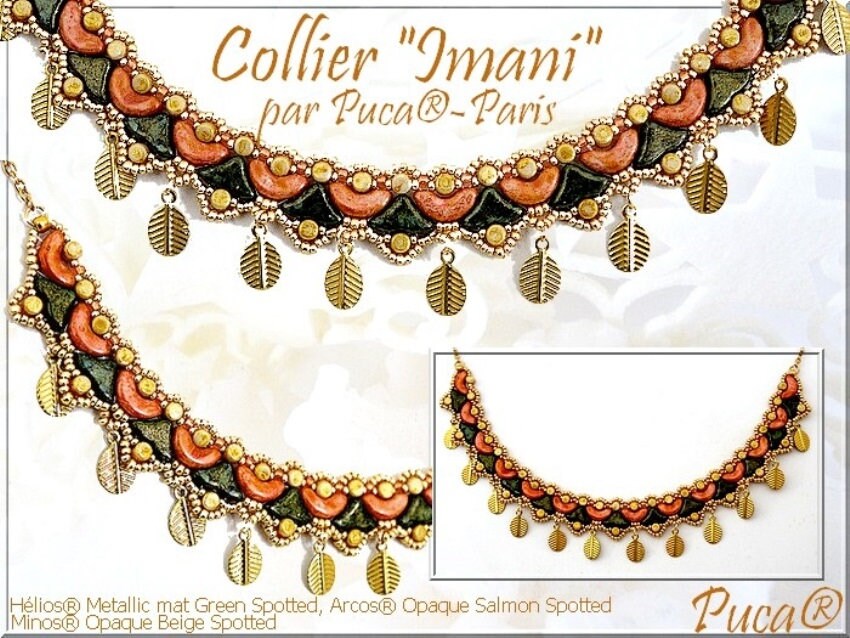 Arcos® par Puca® Opaque Salmon Spotted, 3-Hole 5X10MM Czech Glass, 65324- 30 Beads