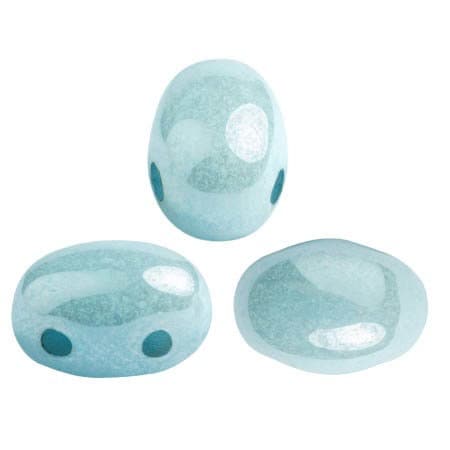 Samos® par Puca® Opaque Light Aqua Luster, 2 Hole 5x7mm Czech Glass, 63010-14400-25 beads