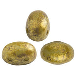 Samos® par Puca® Opaque Aqua Gold Spotted, 2 Hole 5x7mm Czech Glass, 63010-65322