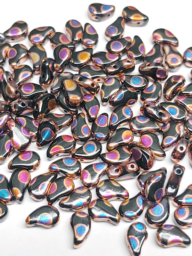Paisley Duo Jet Full Sliperit Dot, 8x5MM 2 hole Czech Glass, 8523980-29503 Qty 52
