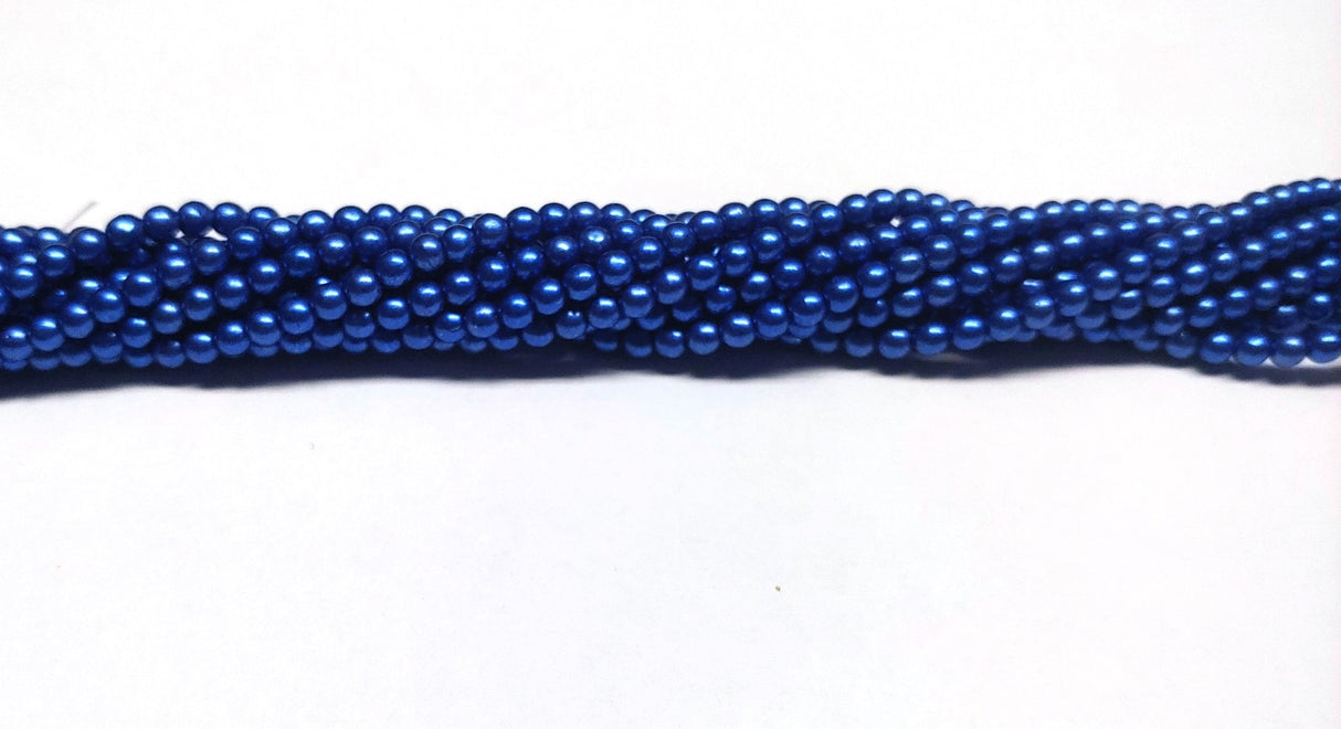 Saturated Metallic Navy Peony 4mm Round Bead, 04B05 Czech glass round bead