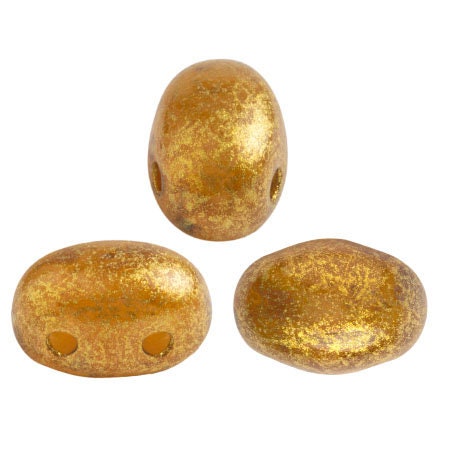 Samos® par Puca® Light Rose Opal Gold Spotted, 2 Hole 5x7mm Czech Glass, 71010-65322-25 beads