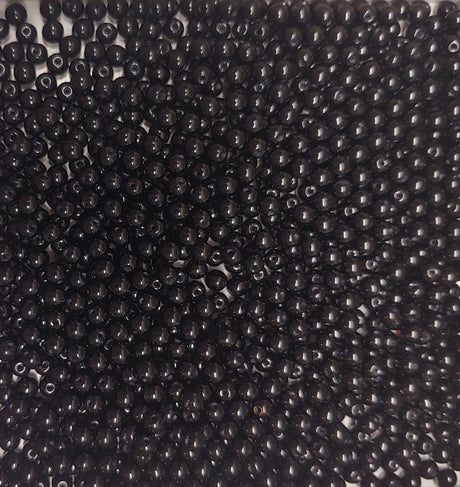 4mm Round Jet Czech Glass Beads, 23980 50 beads