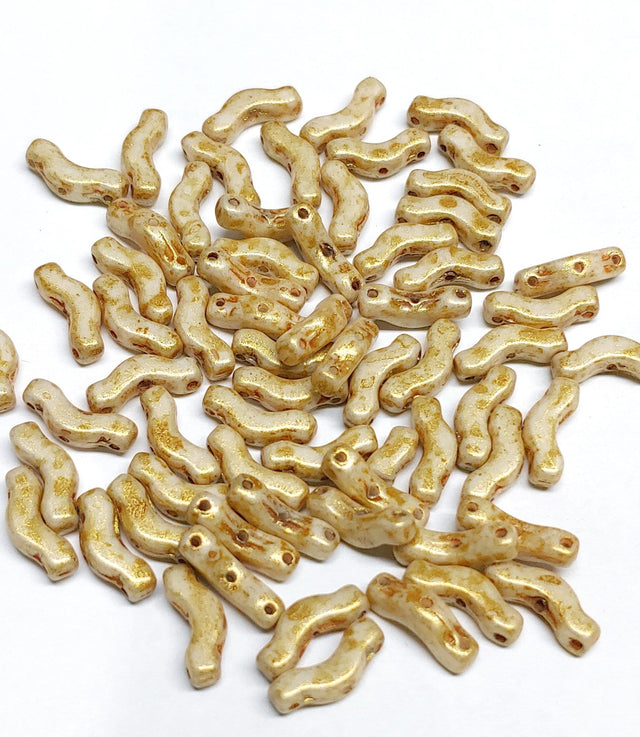 Bridge Bead Curry, 3x12mm Czech Glass 3-Hole Bead, 30 beads