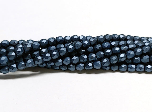 4mm Fire Polish Pastel Montana, Czech glass faceted round bead, 25042-50 beads