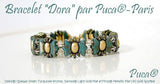 Delos Par Puca ®-Paris® Opaque Green Turquoise Splash, 3 Hole Czech Glass 6 x 11mm, 63130-94401-25 Beads