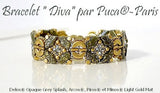 Delos Par Puca ®-Paris® Opaque Green Turquoise Splash, 3 Hole Czech Glass 6 x 11mm, 63130-94401-25 Beads