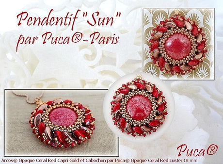 Arcos Par Puca Opaque Coral Red Capri Gold, 3-Hole 5X10MM Czech Glass 93200-27101-30 Beads