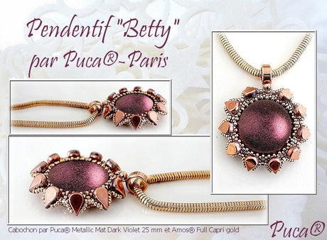 Cabochon Par Puca Paris, Metallic Matte Dark Plum 18mm or 25mm Czech glass, Choose a size, Qty 1