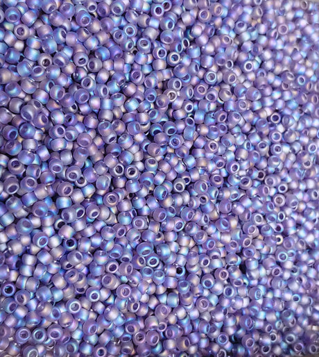 8/0 Toho Transparent Rainbow Frosted Lt Tanzanite, 166DF, Round Seed Bead
