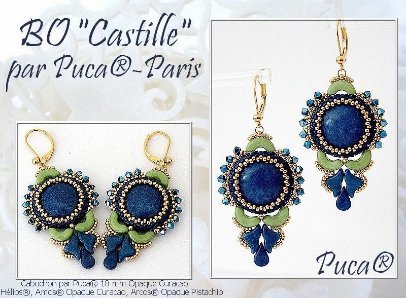 Cabochon Par Puca Paris Opaque Curacao, 14mm, 18mm or 25mm, Czech glass, choose the size and quantity