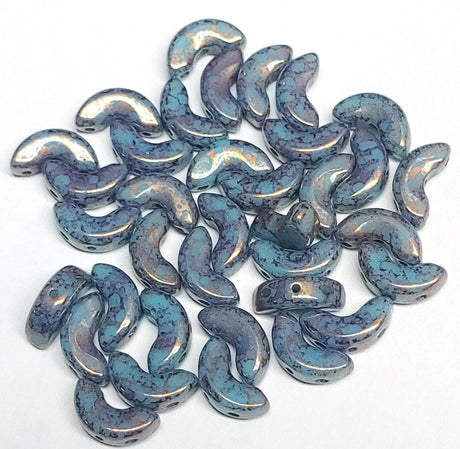 Last three...Arcos Par Puca Opaque Blue Turquoise Bronze, 3-Hole 5x10MM Czech Glass, 63030-15496-30 Beads