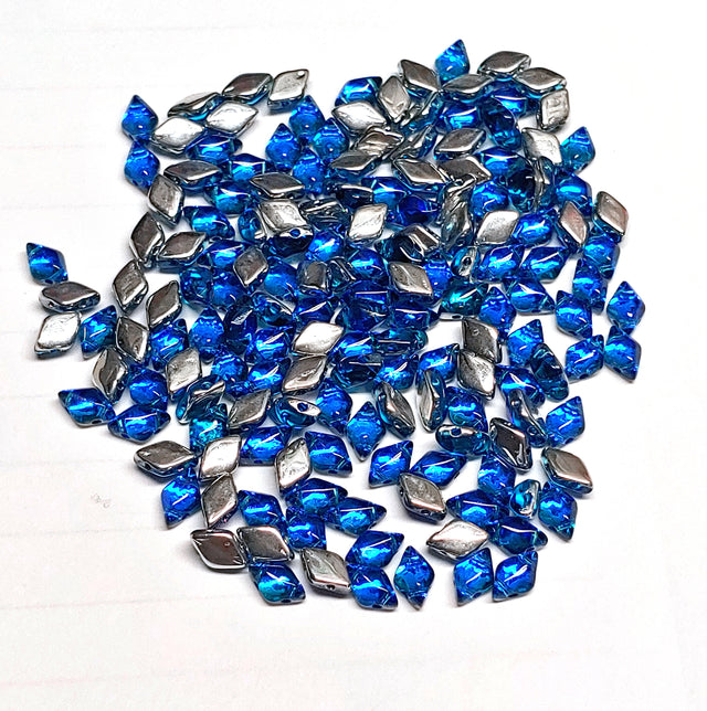 45 Beads-GemDuo Backlit Dark Capri, 2-Hole Matubo Czech beads 8x5mm