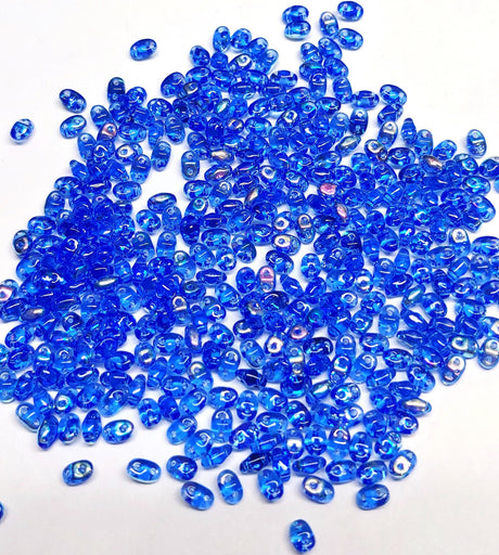 MiniDuo Sapphire AB, 2-Hole 2x4MM Czech Glass, 430060-28701-10 Grams